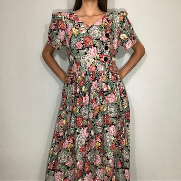 1980s floral dress
